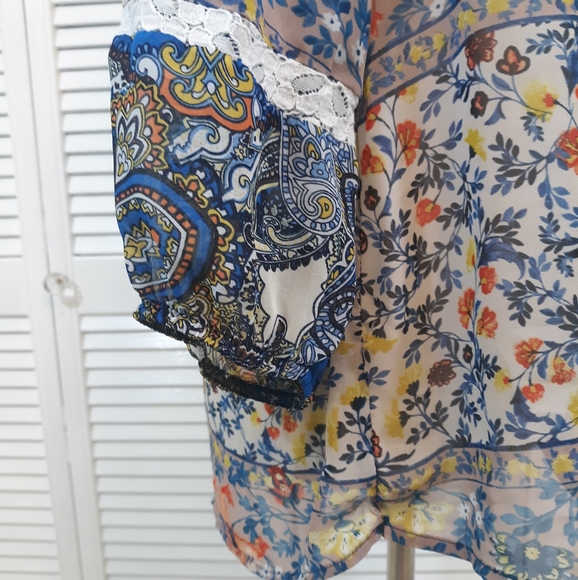 Anthro fig and flower lace top blouse sz med *C1 - Picture 4 of 7